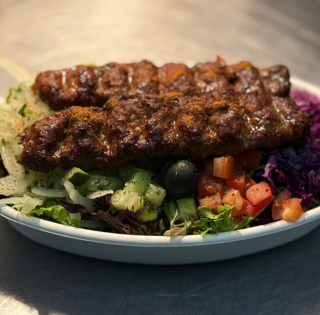Ground Beef Kebab Salad.