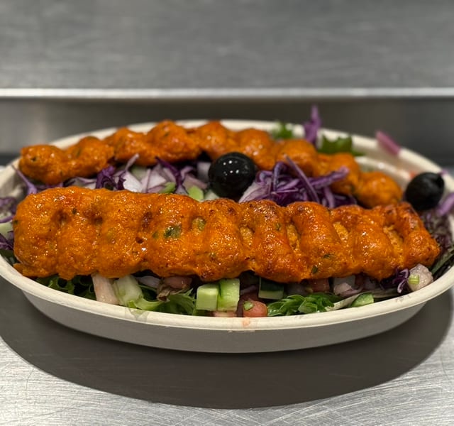 Ground Chicken Kebab Salad.