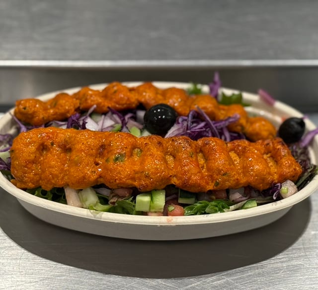 Ground Chicken Kebab Salad.