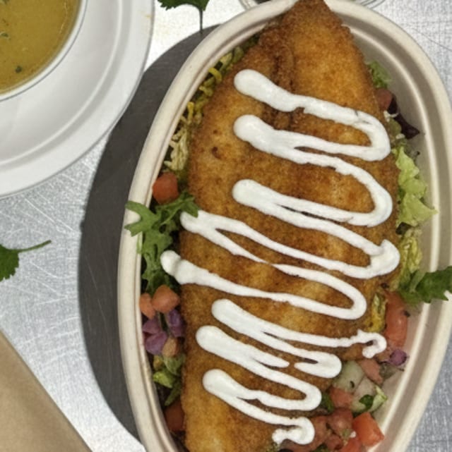 Fish Fry Rice Plate.