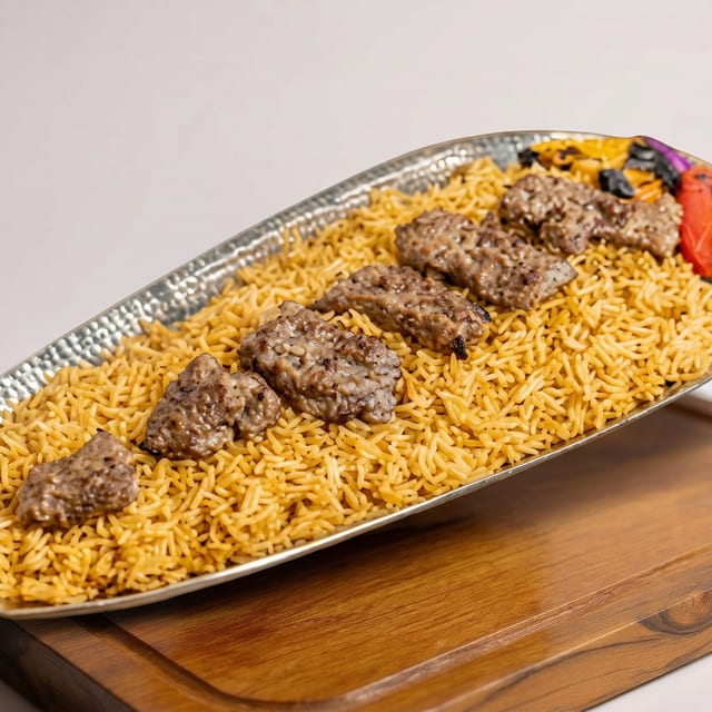 Lamb Kebab Rice Plate.