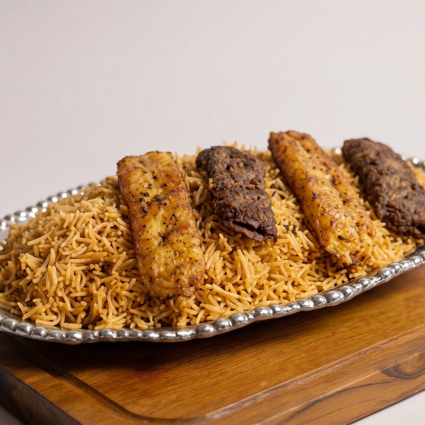 Ground Chicken Kebab Rice Plate.