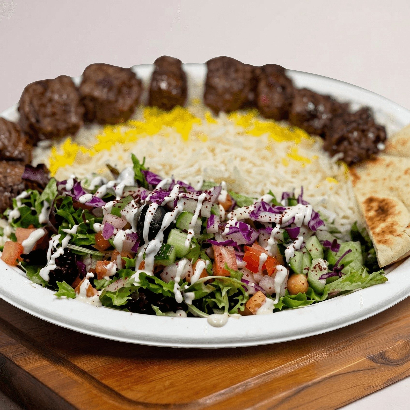 Barg Kebab (Steak) Rice Plate.