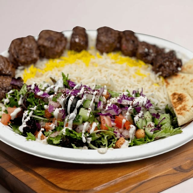 Barg Kebab (Steak) Rice Plate.