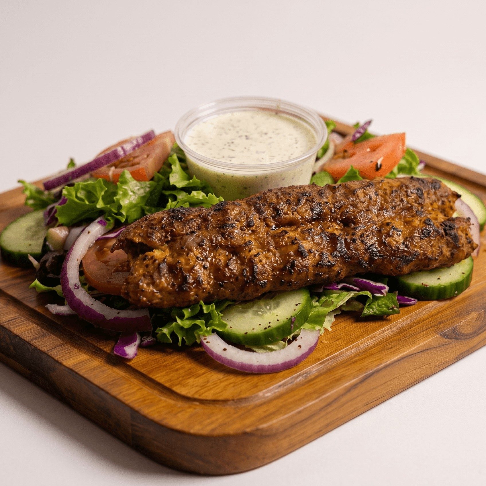 Ground Chicken Kebab Salad.