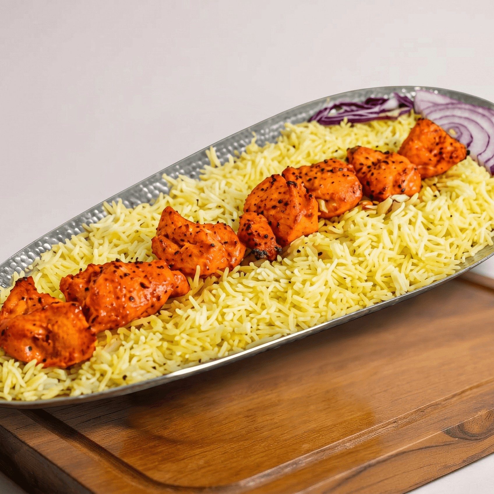Chicken Kebab Rice Plate.